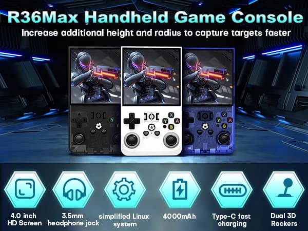 r36 max retro gaming handheld console front view